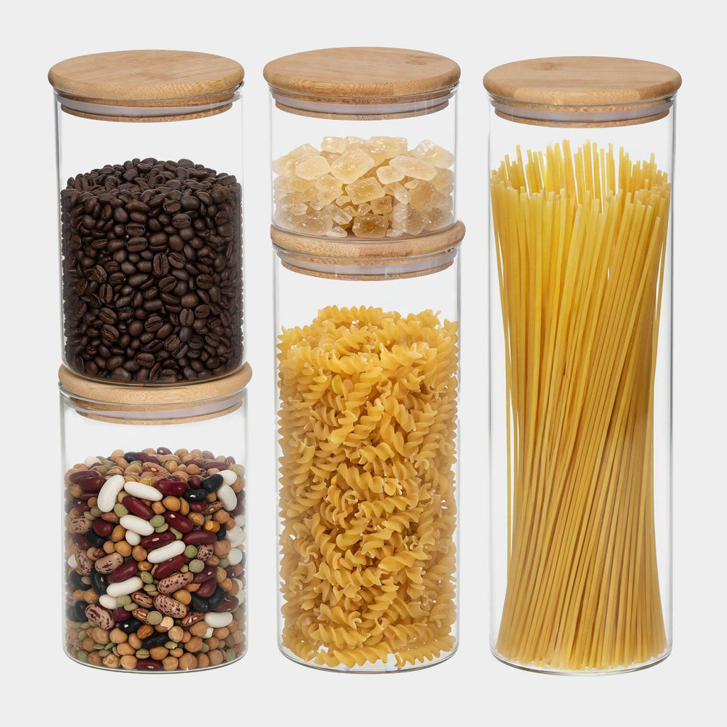 Bamboo Lid Glass Jar Set